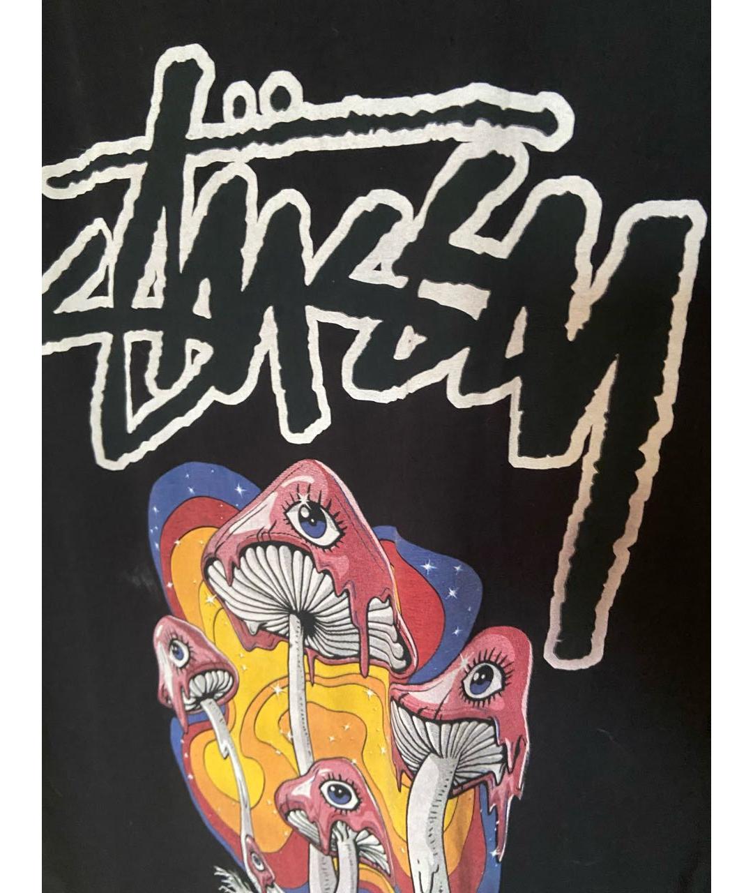 STUSSY Черная хлопковая футболка, фото 4