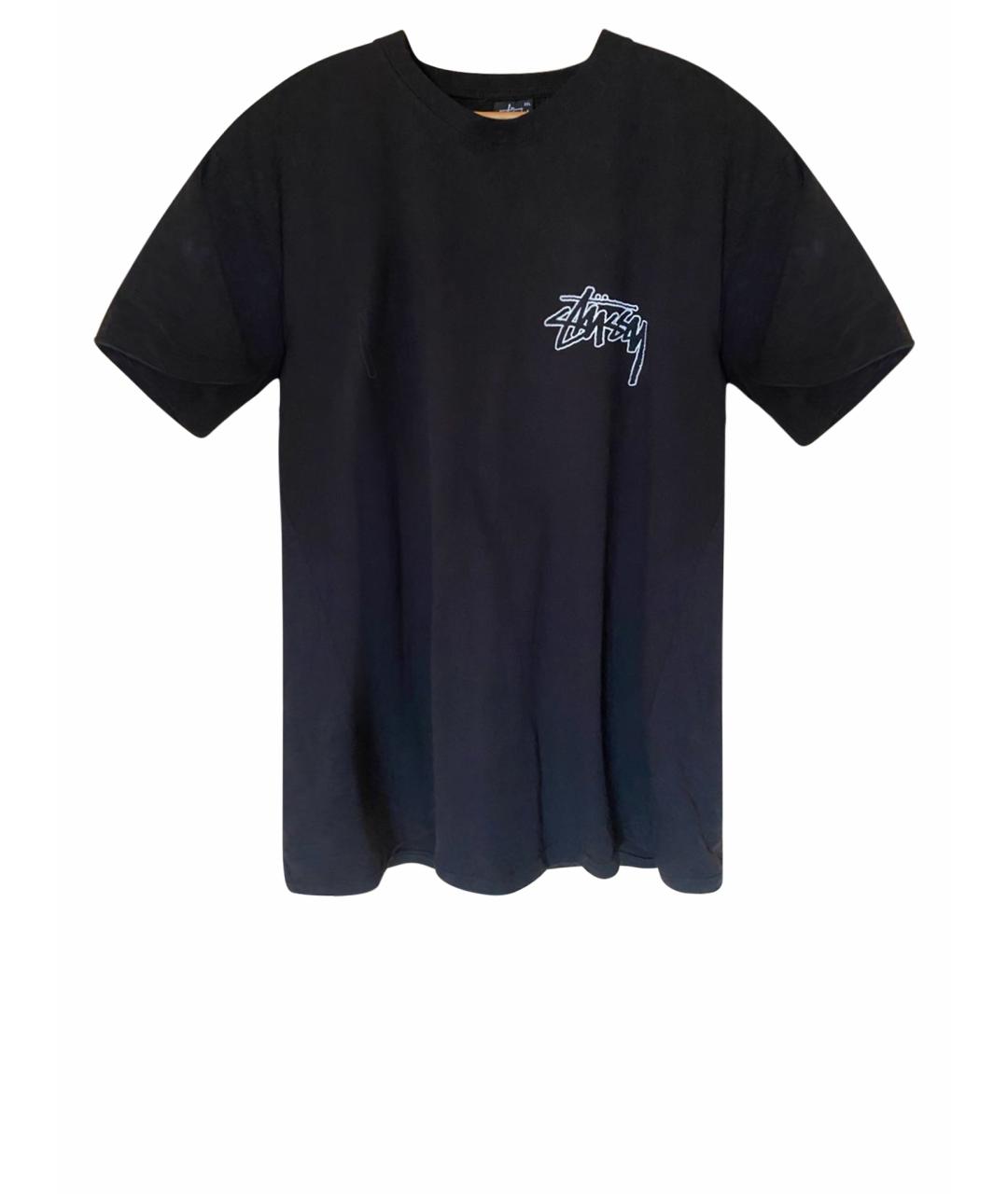 STUSSY Черная хлопковая футболка, фото 1