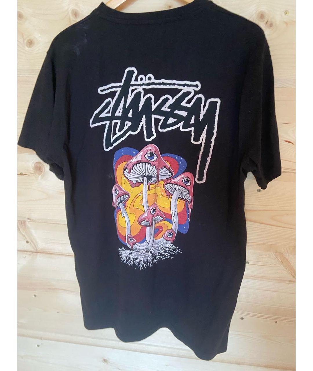 STUSSY Черная хлопковая футболка, фото 2