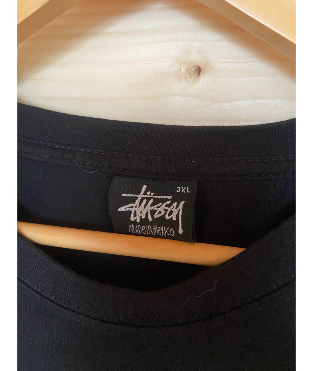 STUSSY Черная хлопковая футболка, фото 3