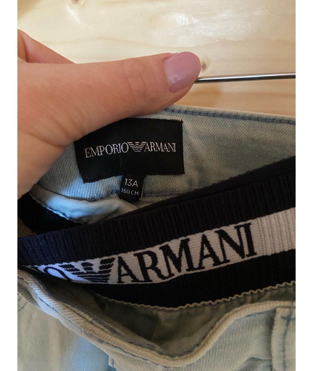 EMPORIO ARMANI Голубые деним детские шорты, фото 4