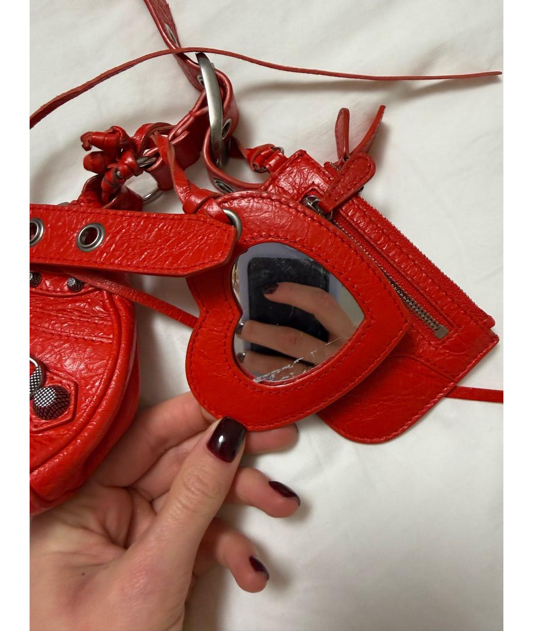 BALENCIAGA Красная кожаная сумка с короткими ручками, фото 5