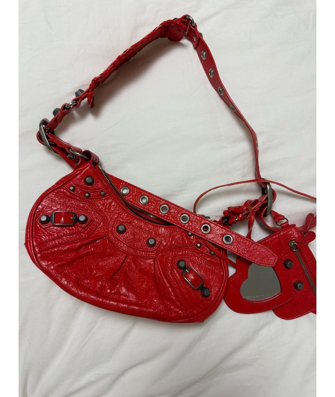 BALENCIAGA Красная кожаная сумка с короткими ручками, фото 6