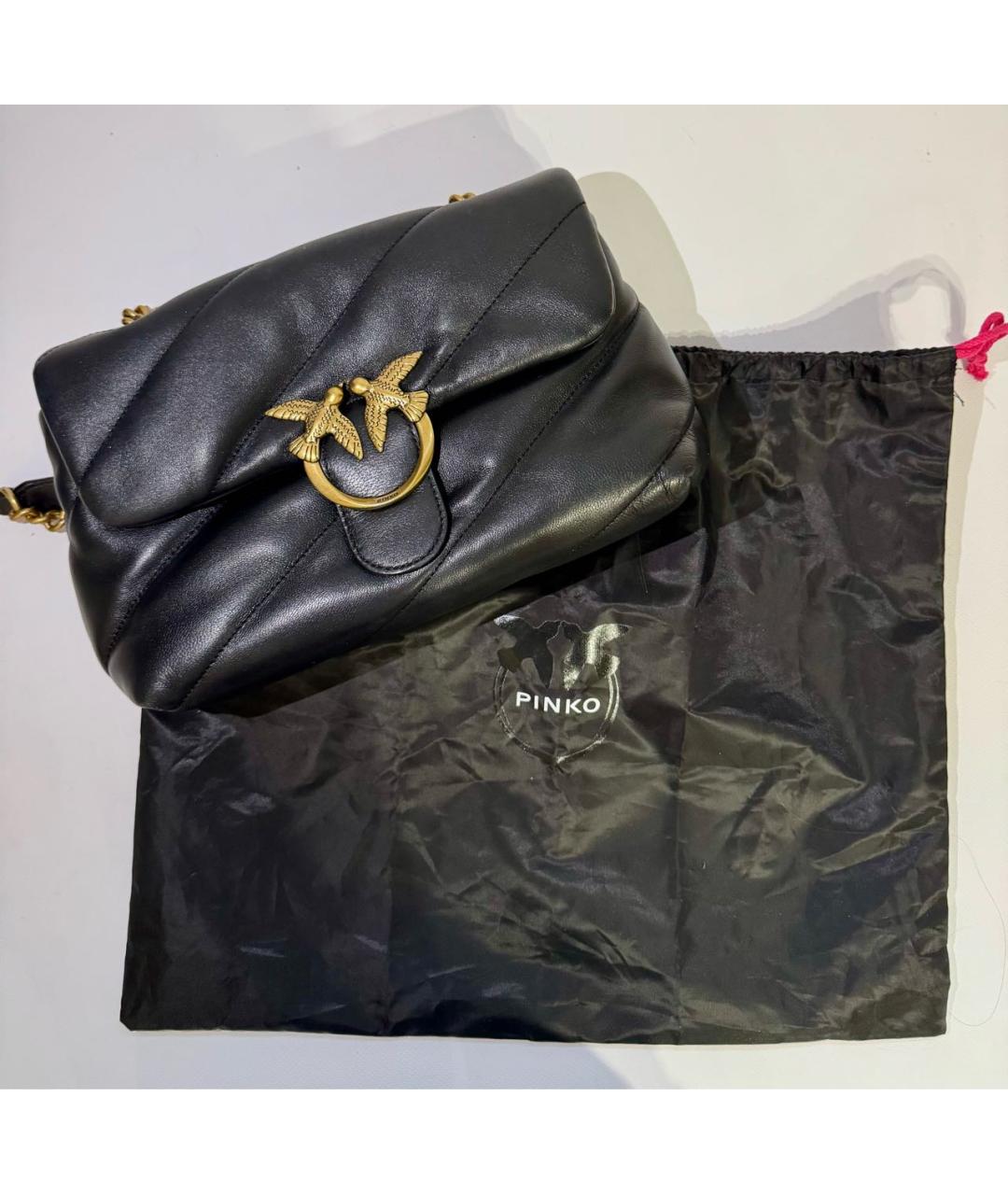 PINKO Черная кожаная сумка через плечо, фото 6