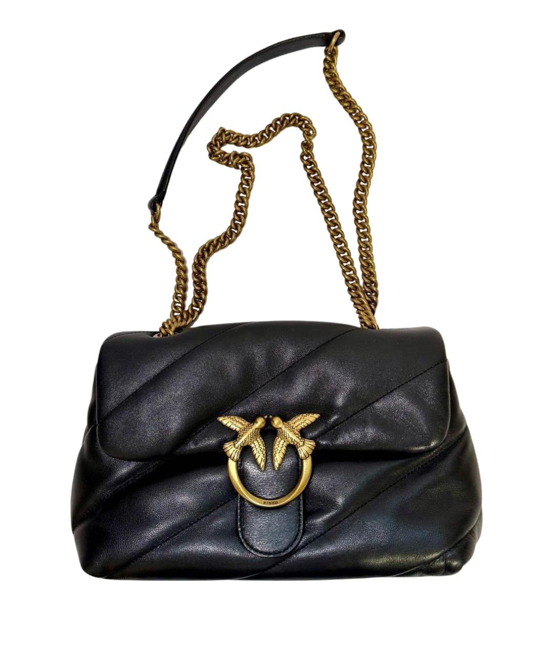 PINKO Черная кожаная сумка через плечо, фото 1