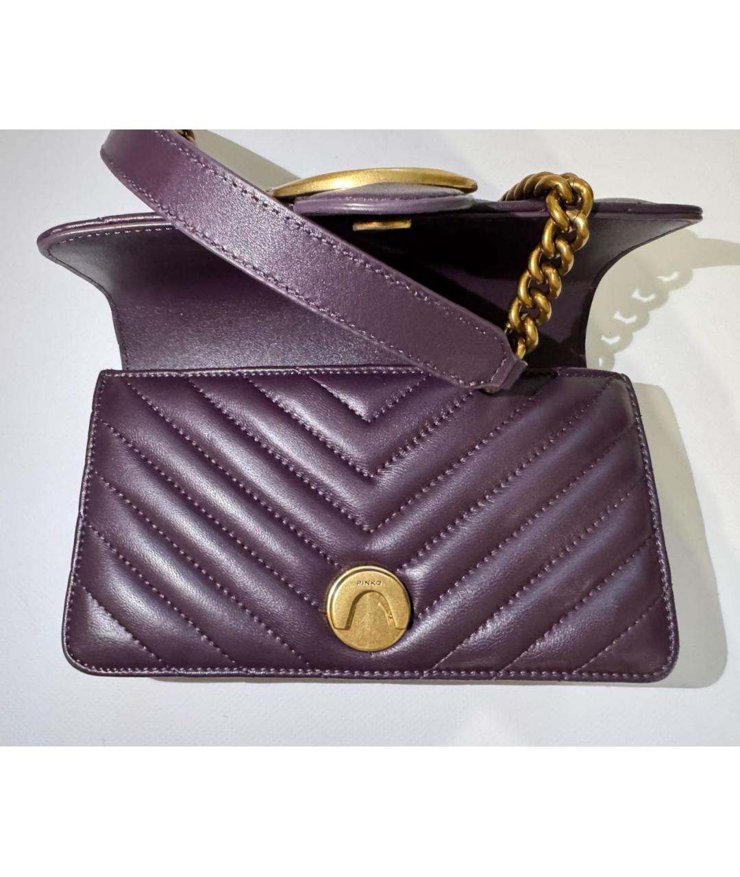 PINKO Фиолетовая кожаная сумка через плечо, фото 2
