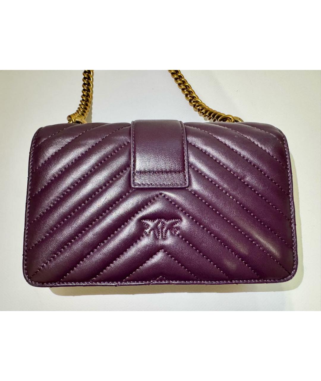 PINKO Фиолетовая кожаная сумка через плечо, фото 3