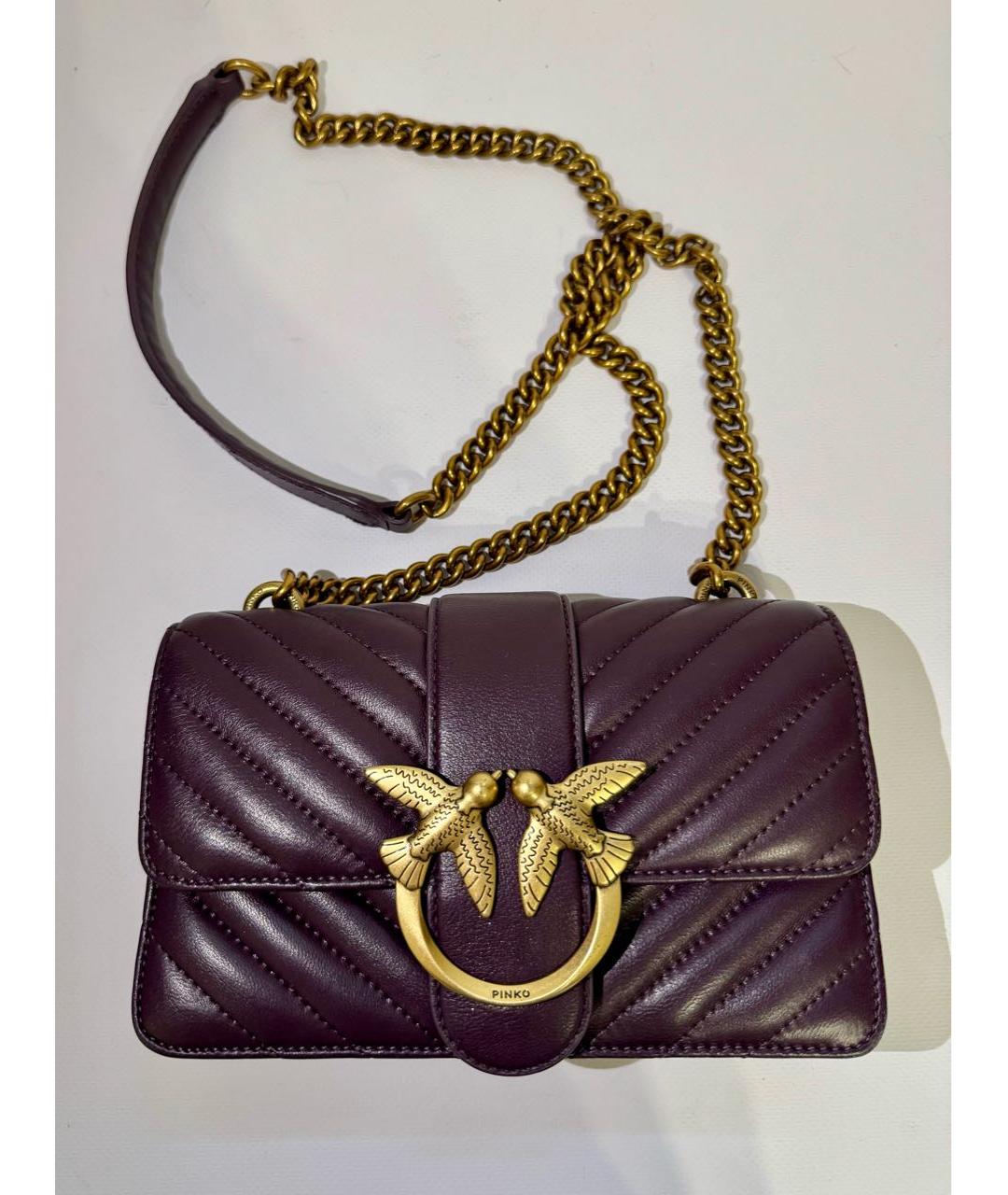 PINKO Фиолетовая кожаная сумка через плечо, фото 6