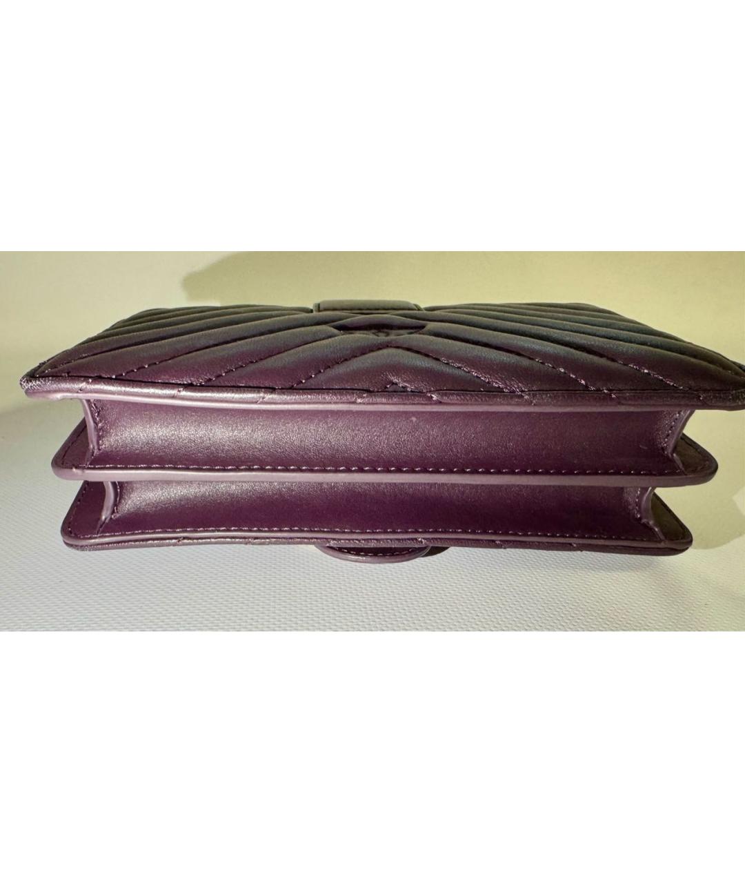 PINKO Фиолетовая кожаная сумка через плечо, фото 5