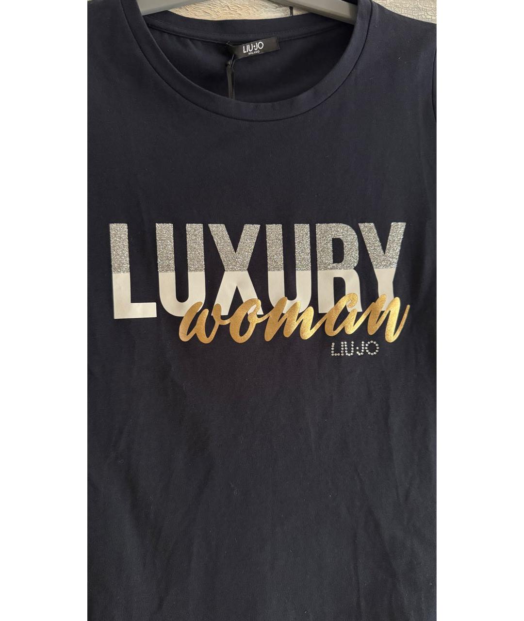 LIU JO Темно-синяя хлопковая футболка, фото 4
