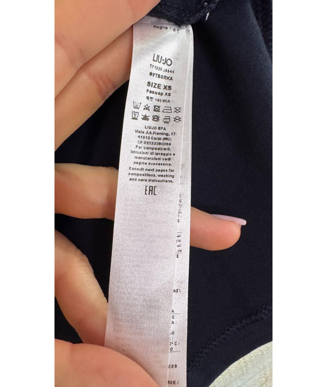 LIU JO Темно-синяя хлопковая футболка, фото 6