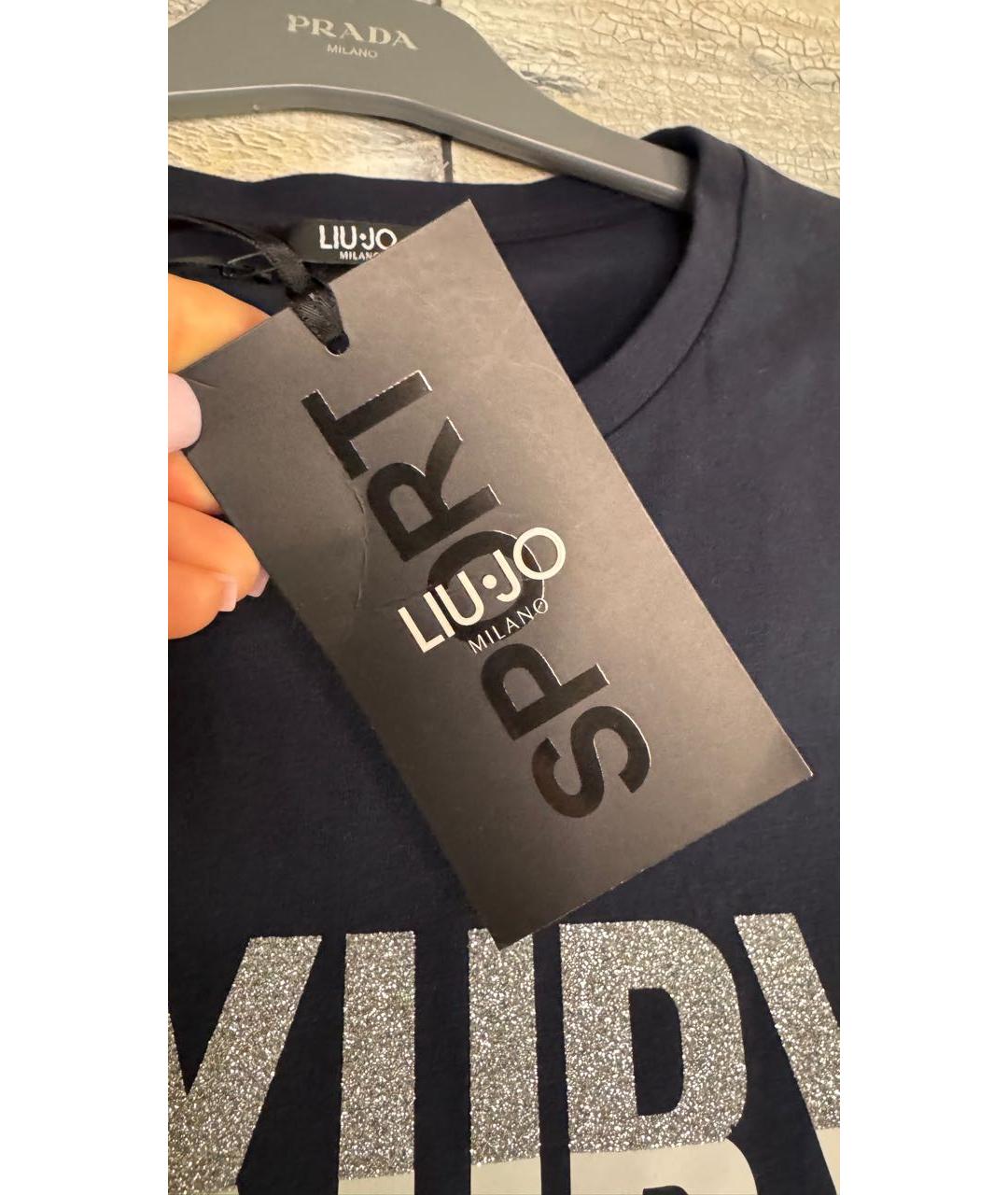 LIU JO Темно-синяя хлопковая футболка, фото 7