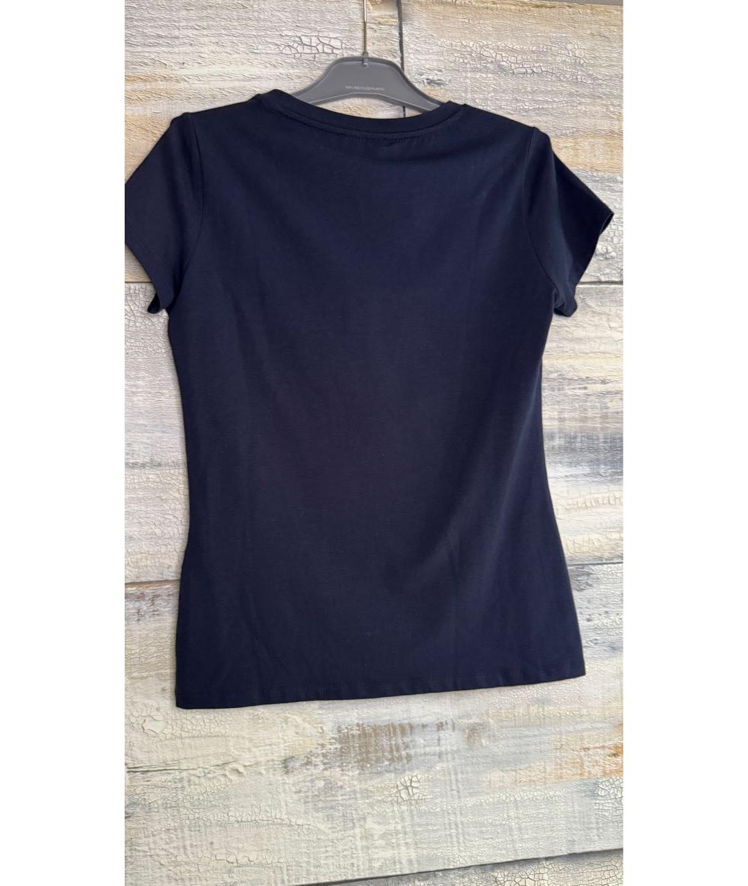 LIU JO Темно-синяя хлопковая футболка, фото 2