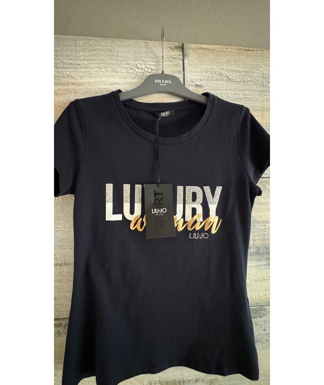 LIU JO Темно-синяя хлопковая футболка, фото 3