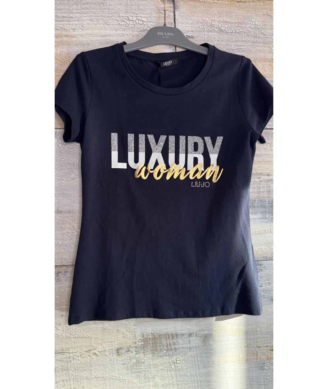 LIU JO Темно-синяя хлопковая футболка, фото 8