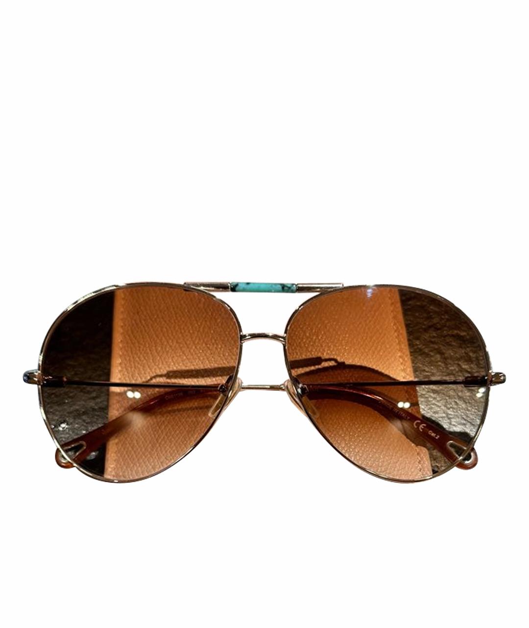 CHLOE Золотые металлические солнцезащитные очки, фото 1