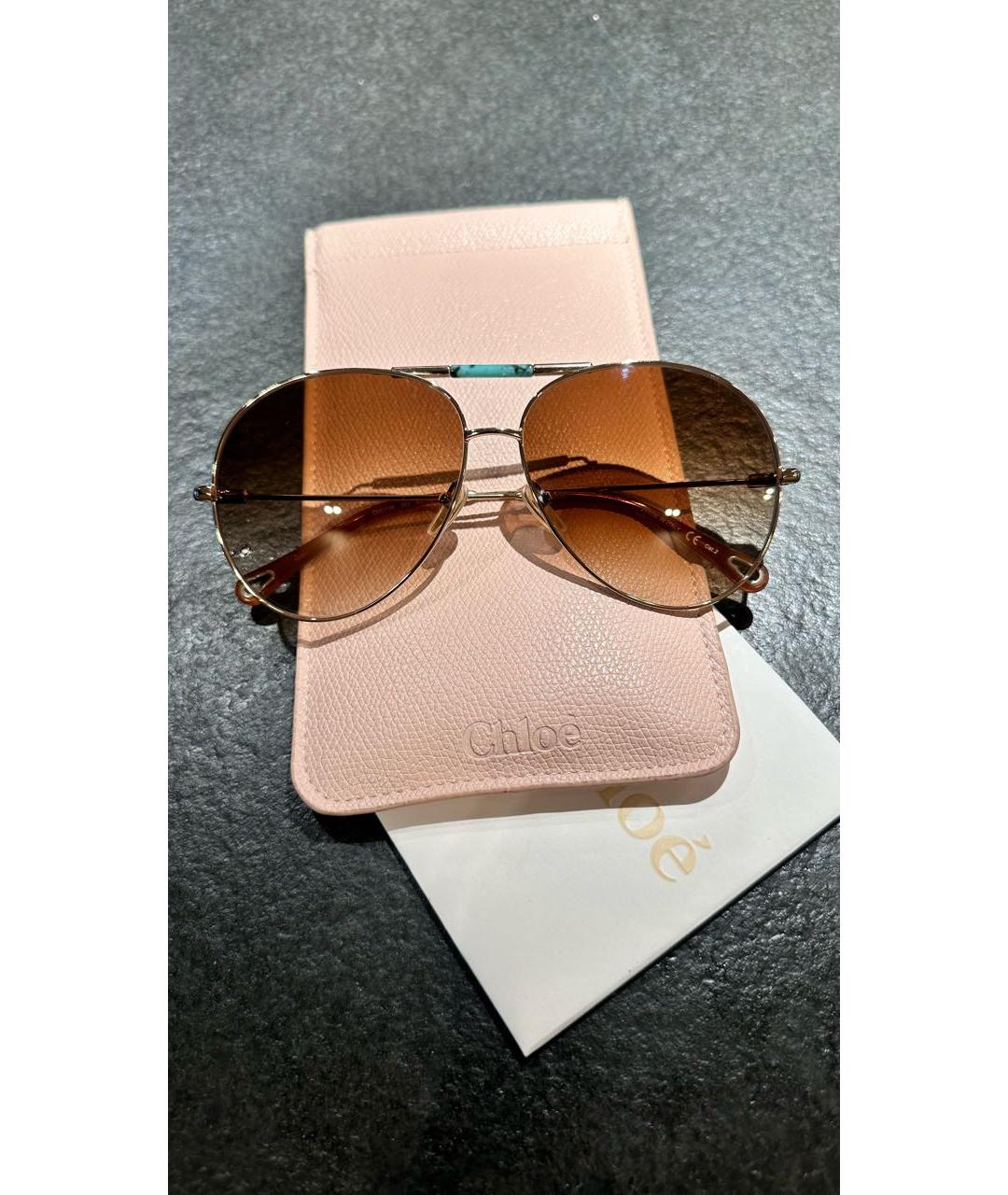 CHLOE Золотые металлические солнцезащитные очки, фото 7