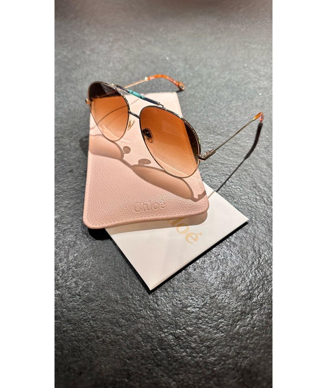 CHLOE Золотые металлические солнцезащитные очки, фото 2