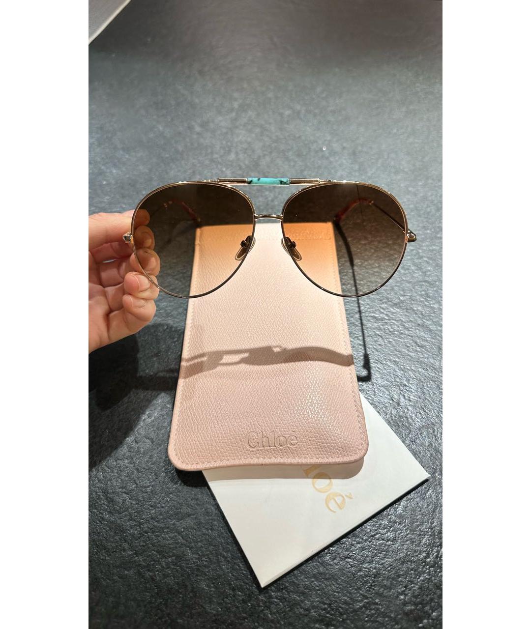 CHLOE Золотые металлические солнцезащитные очки, фото 6