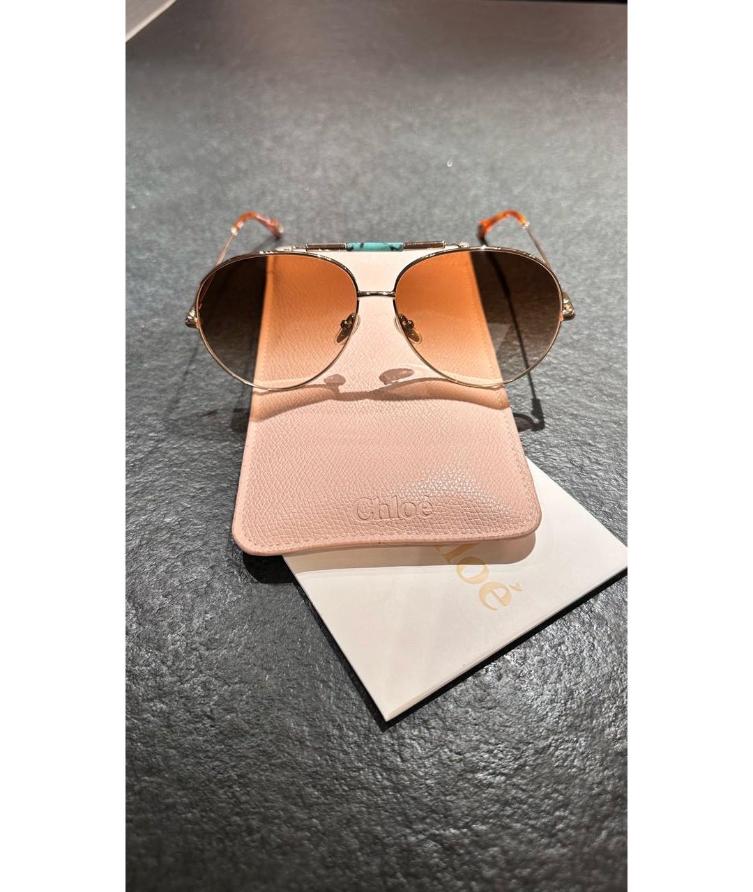 CHLOE Золотые металлические солнцезащитные очки, фото 5