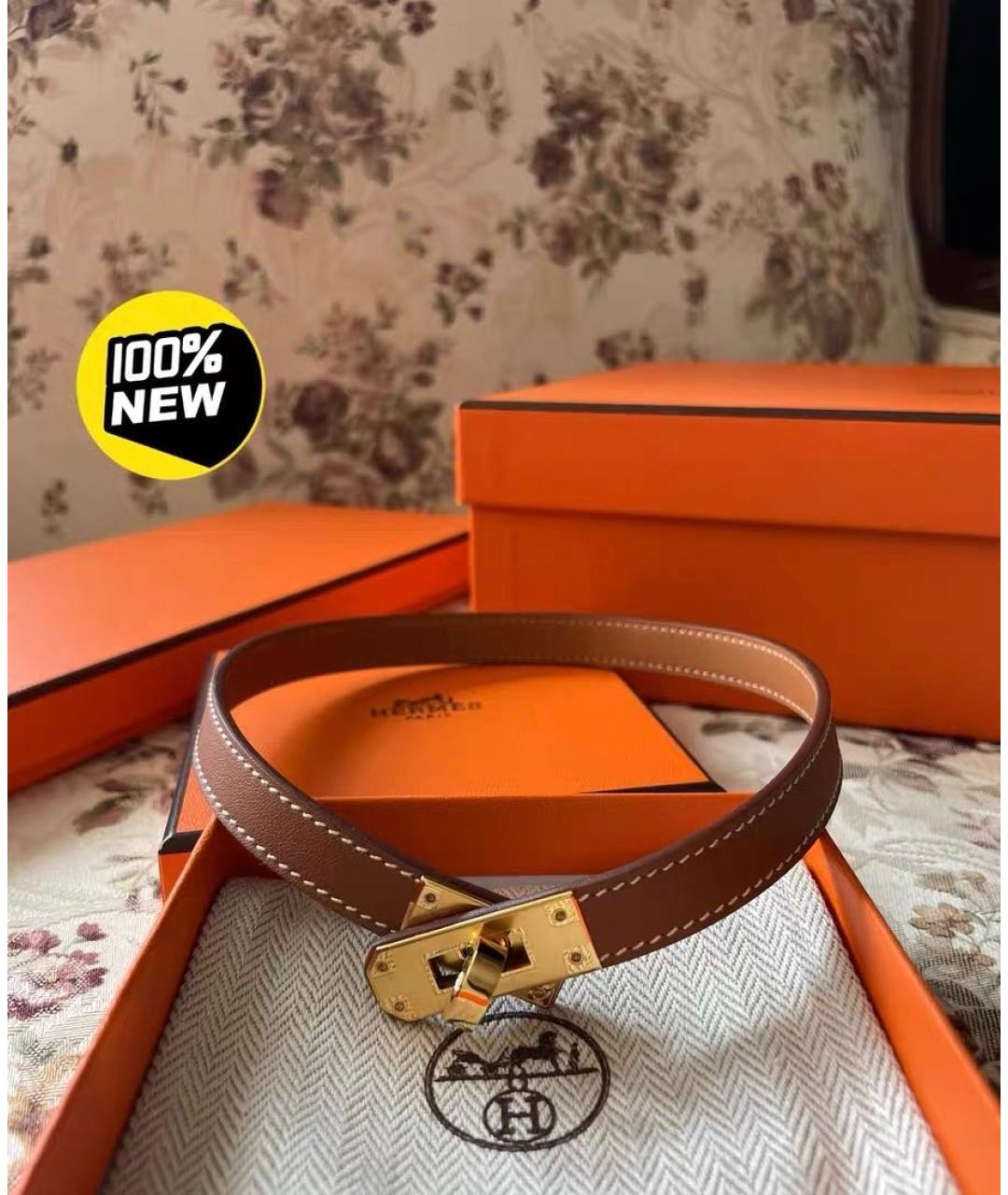 HERMES Коричневый кожаный чокер, фото 2