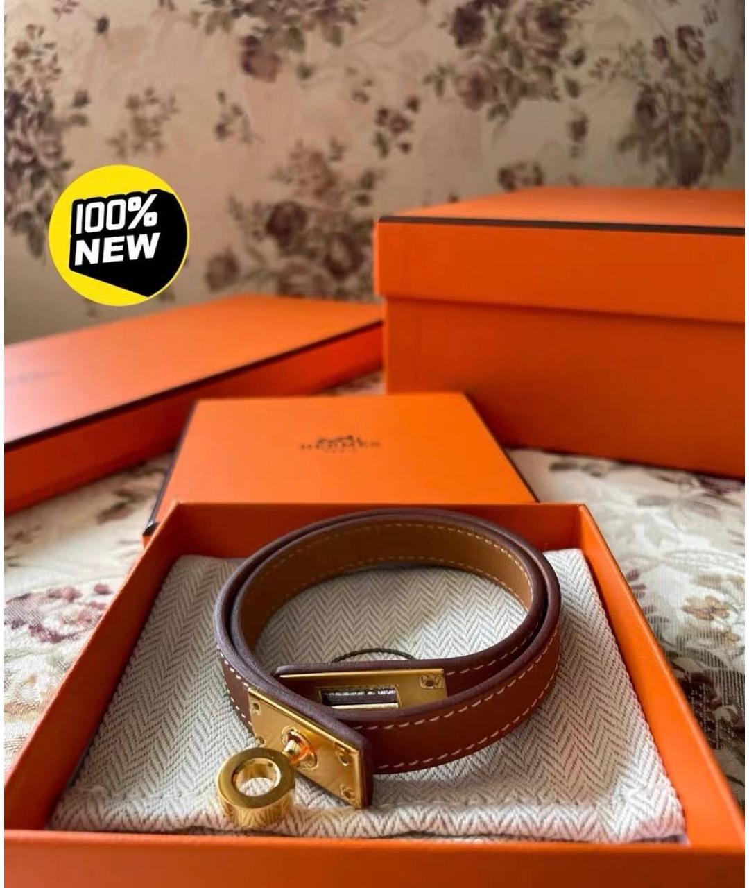 HERMES Коричневый кожаный чокер, фото 4