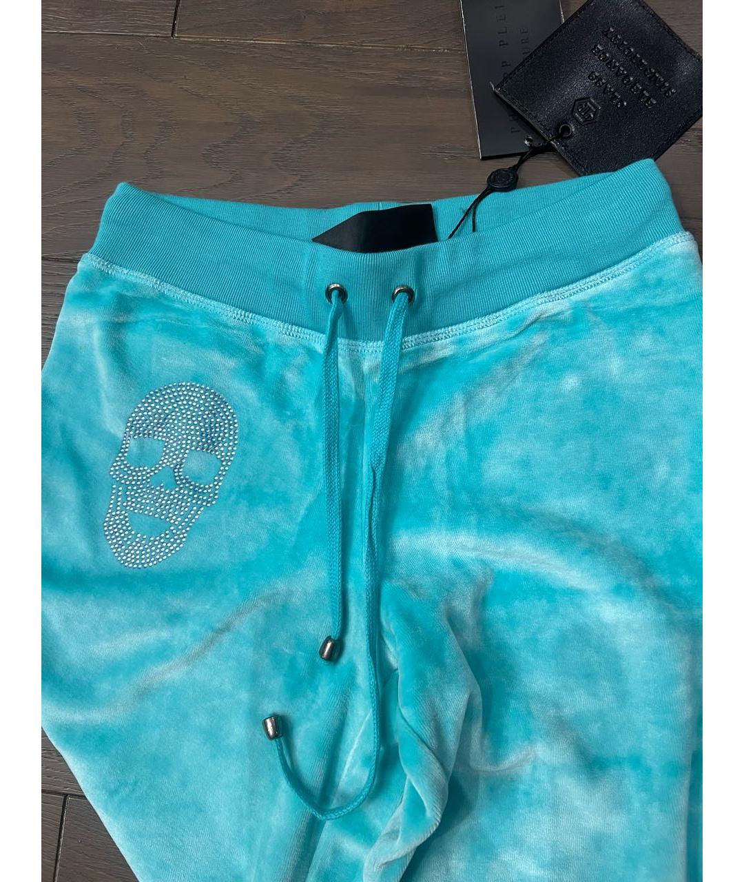 PHILIPP PLEIN Бирюзовый велюровый спортивные костюмы, фото 4