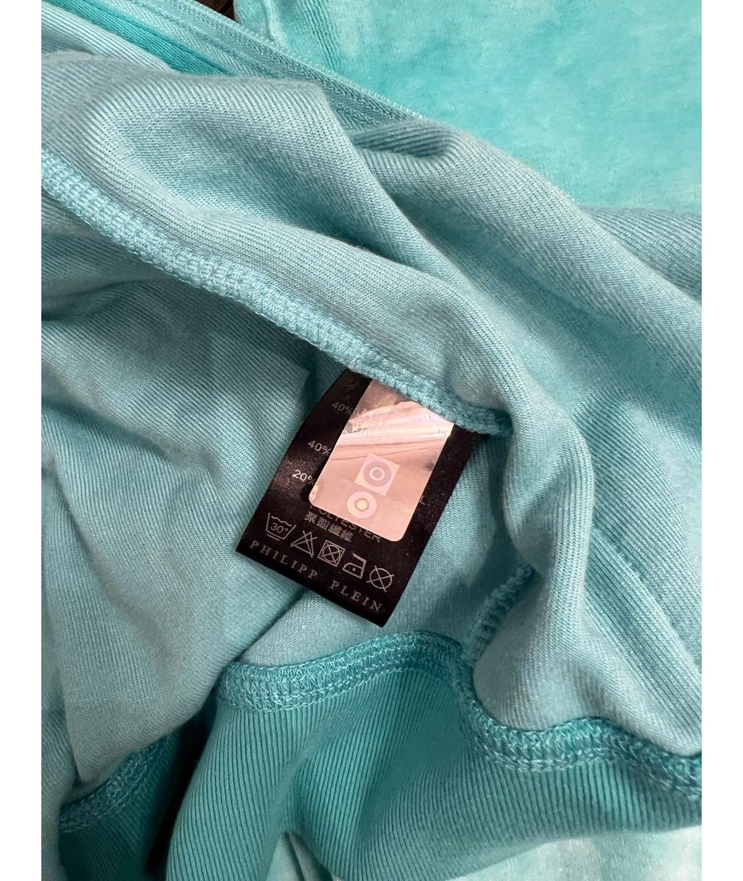PHILIPP PLEIN Бирюзовый велюровый спортивные костюмы, фото 5