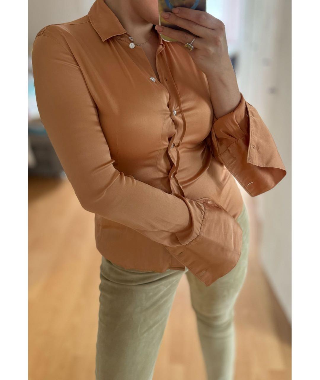 EMPORIO ARMANI Оранжевая шелковая блузы, фото 2