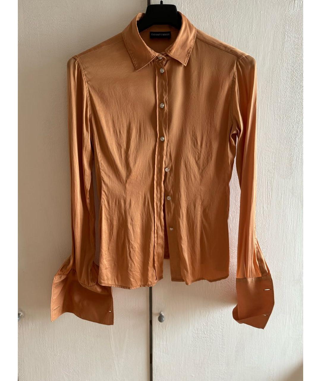 EMPORIO ARMANI Оранжевая шелковая блузы, фото 5