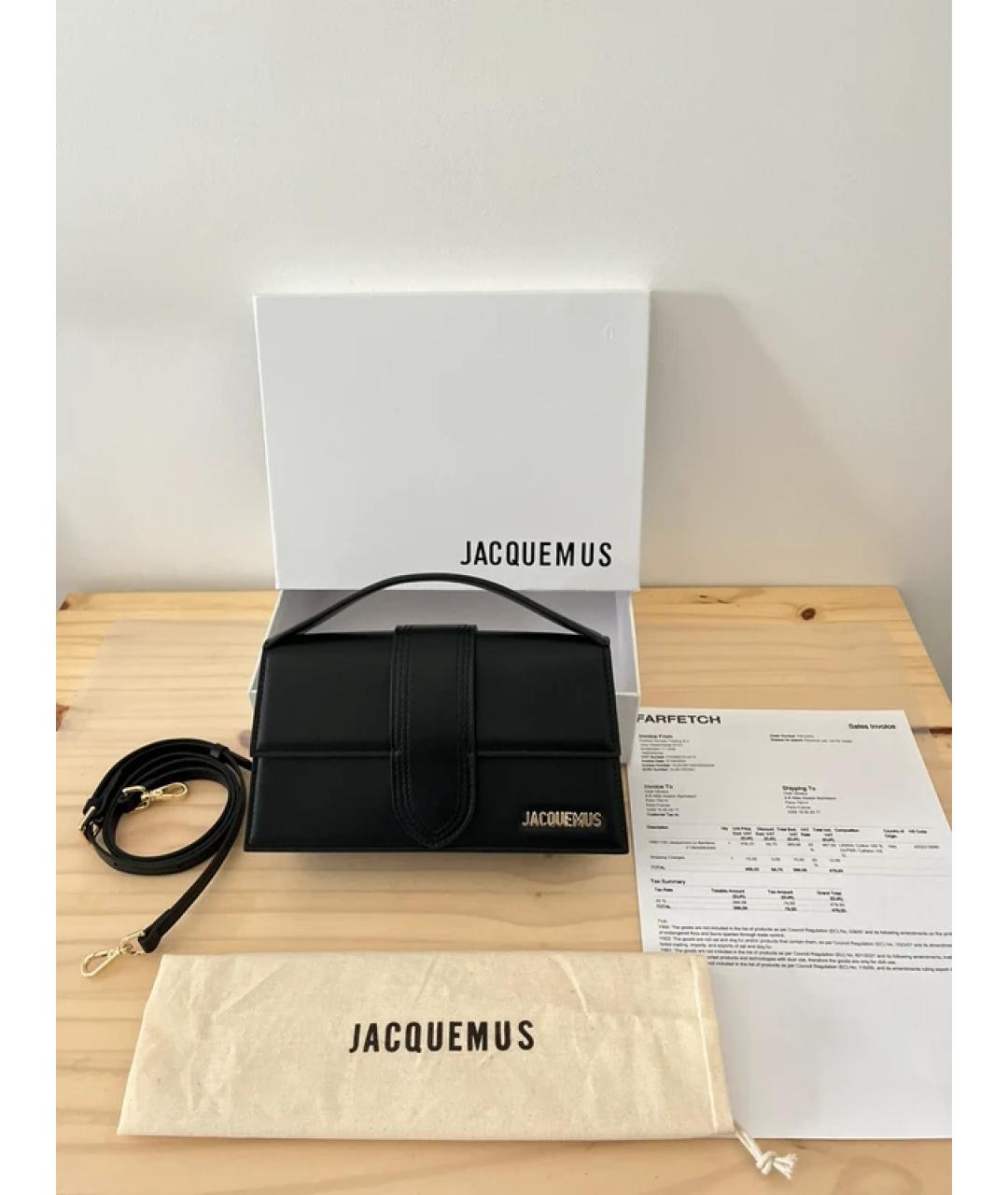 JACQUEMUS Черная кожаная сумка через плечо, фото 2