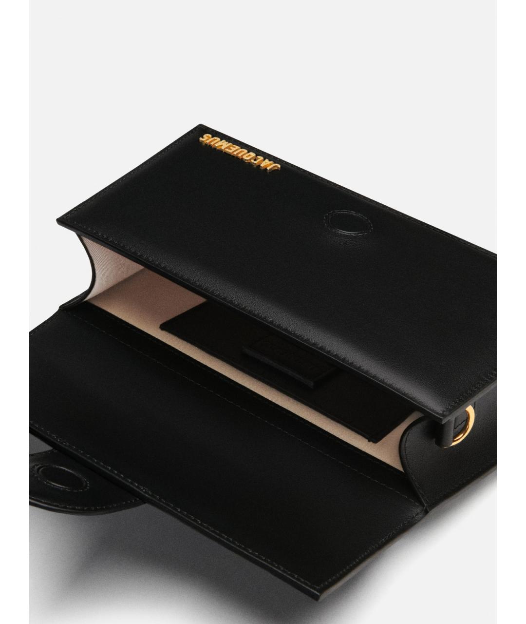 JACQUEMUS Черная кожаная сумка через плечо, фото 4