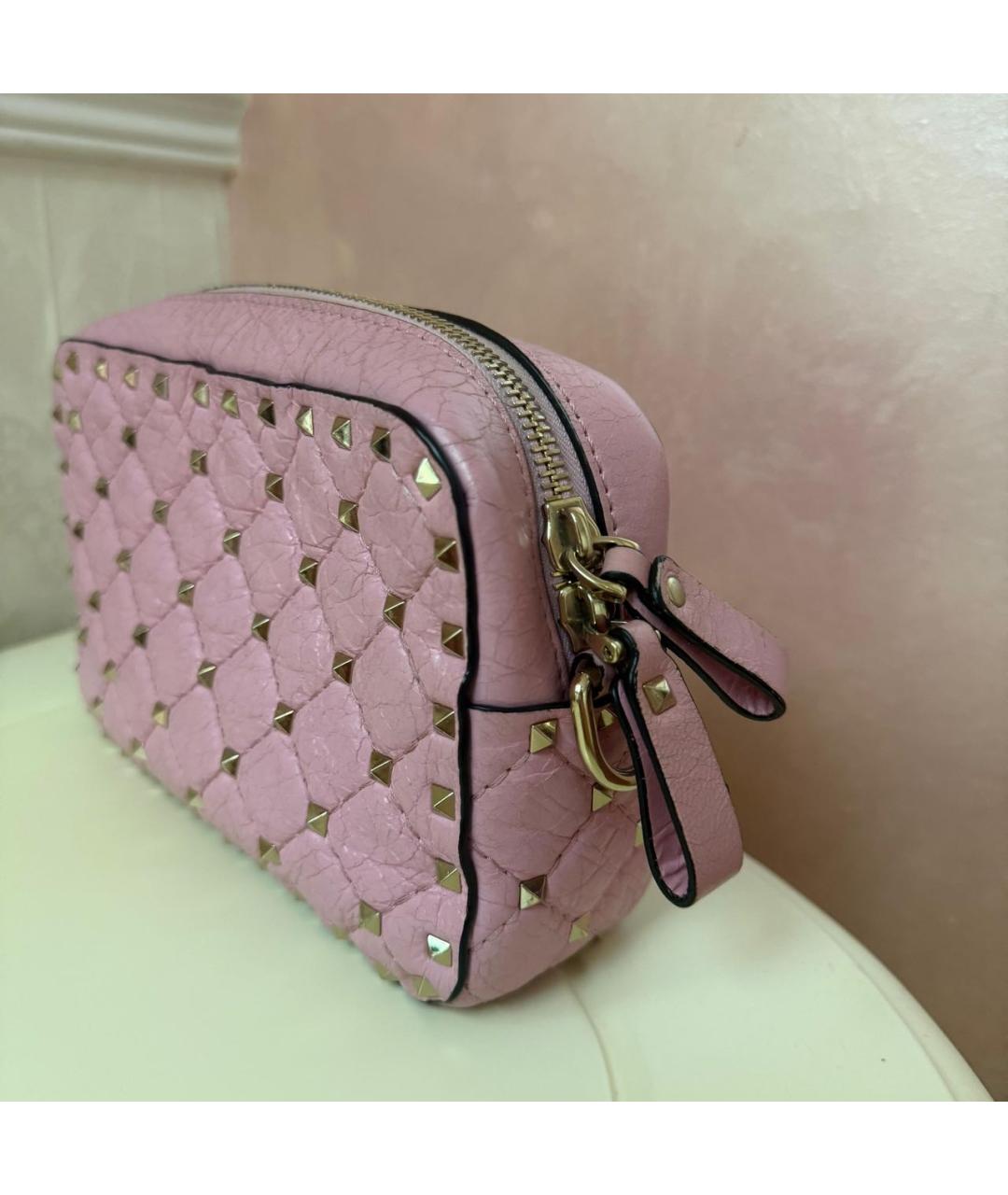 VALENTINO Розовая кожаная сумка через плечо, фото 3