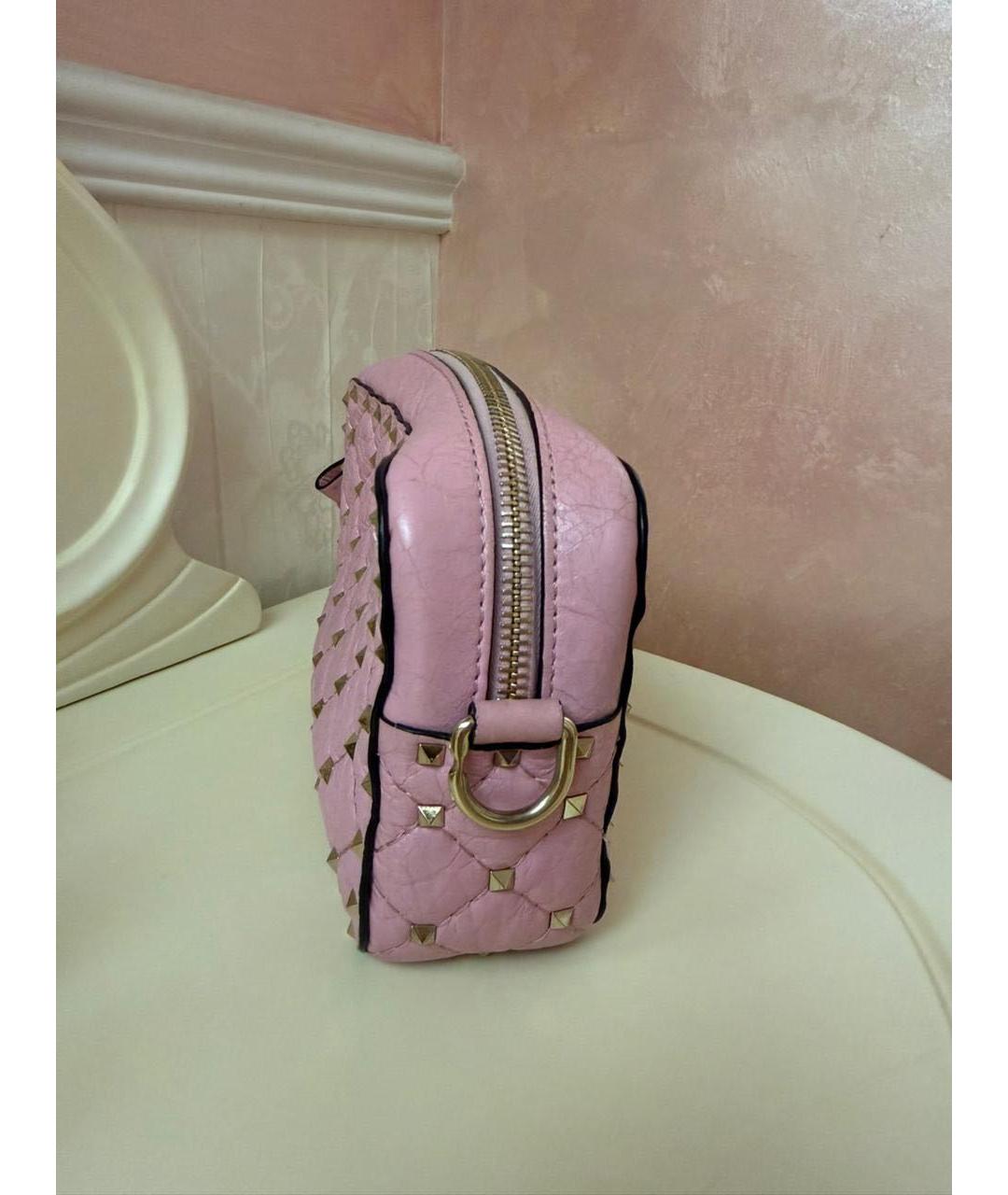 VALENTINO Розовая кожаная сумка через плечо, фото 4