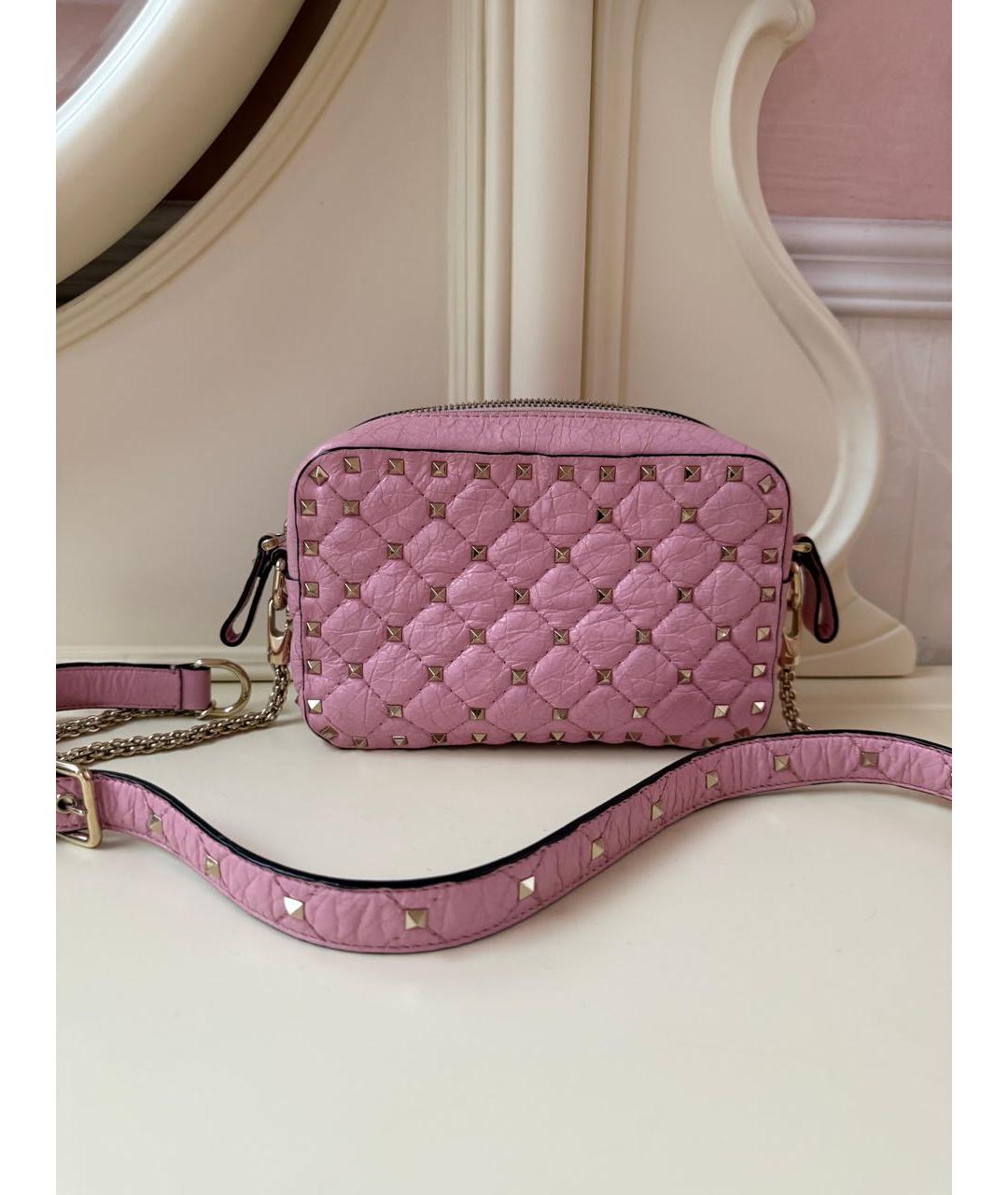 VALENTINO Розовая кожаная сумка через плечо, фото 2