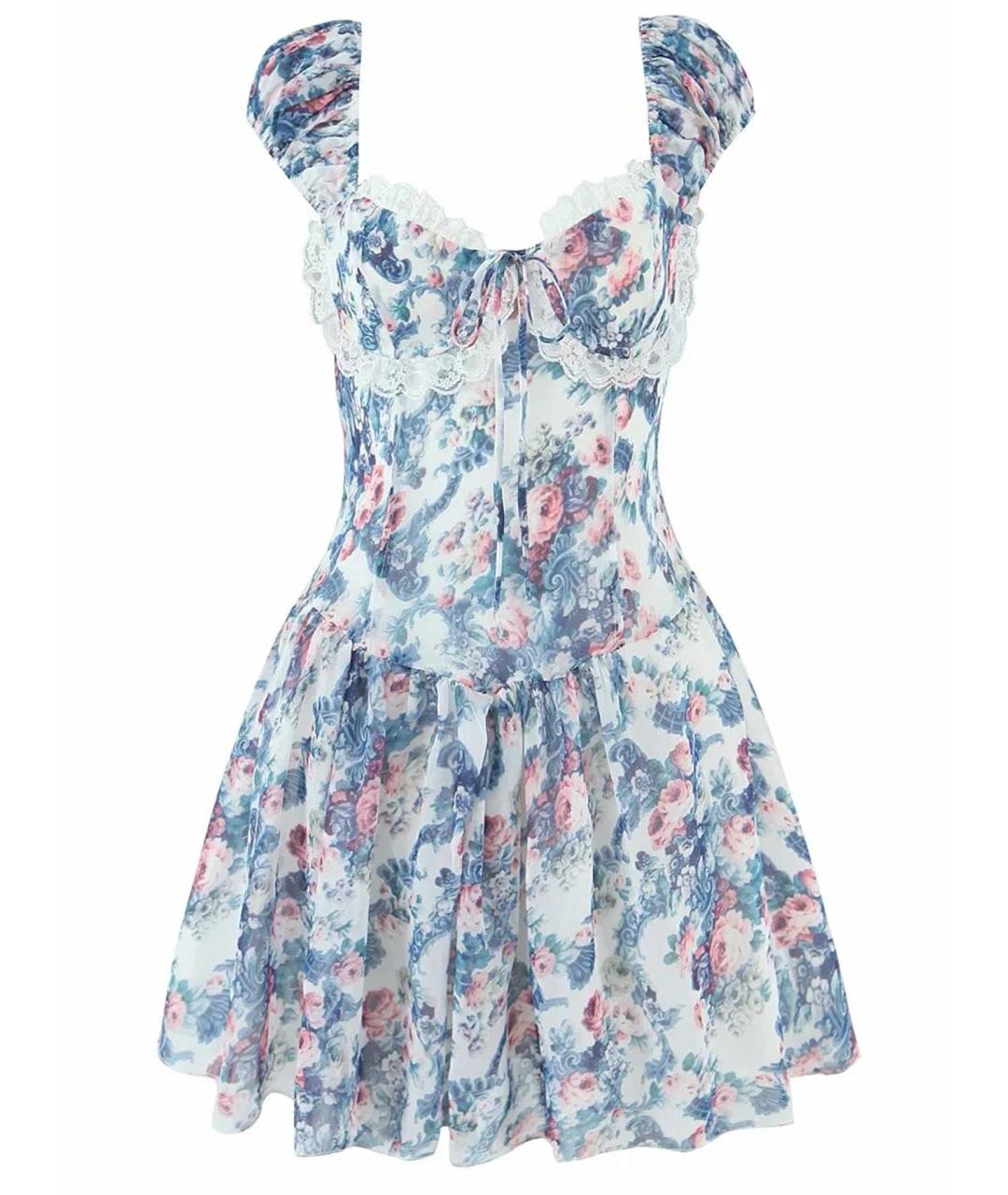 FOR LOVE AND LEMONS Голубое полиэстеровое повседневное платье, фото 1