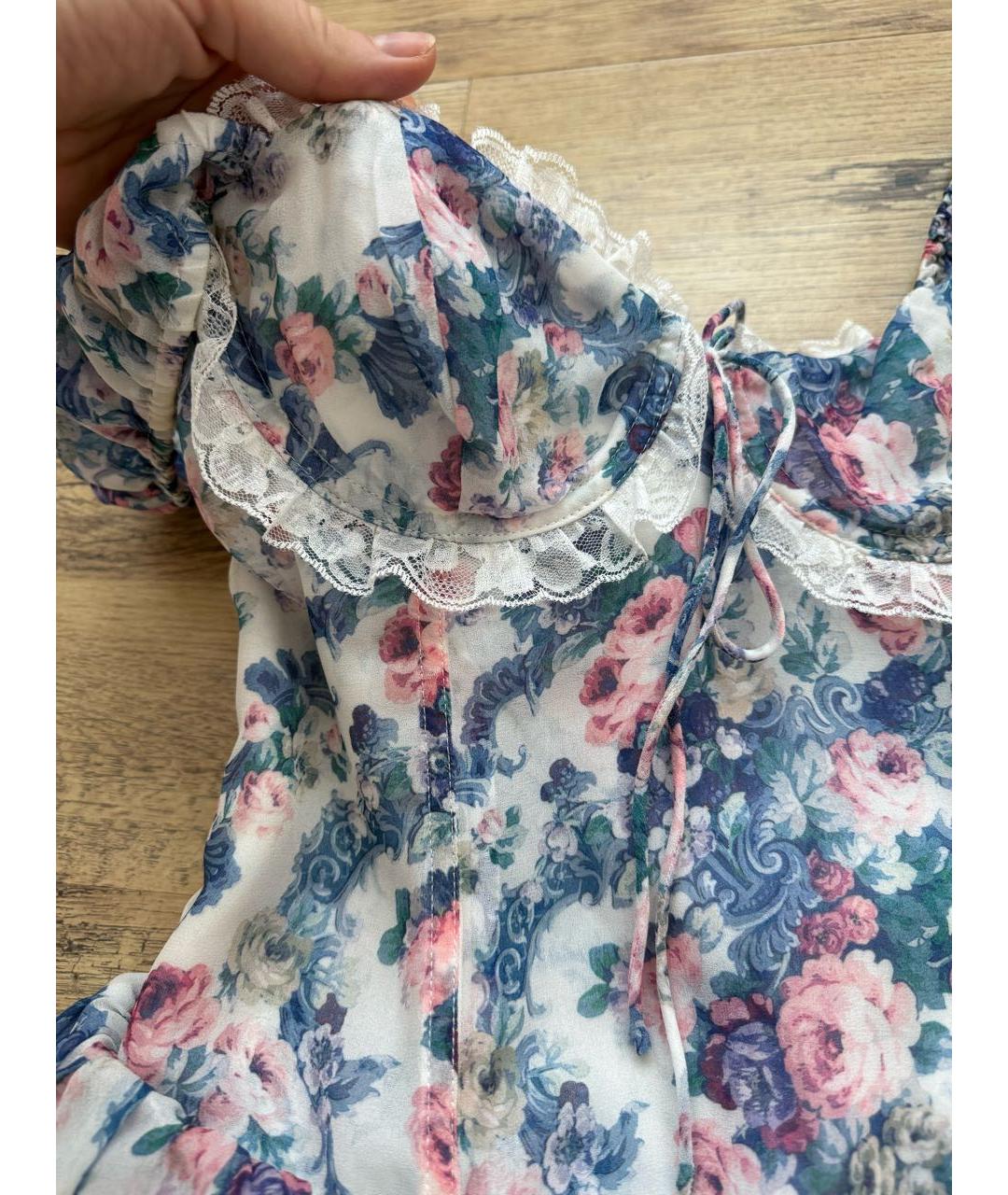 FOR LOVE AND LEMONS Голубое полиэстеровое повседневное платье, фото 4