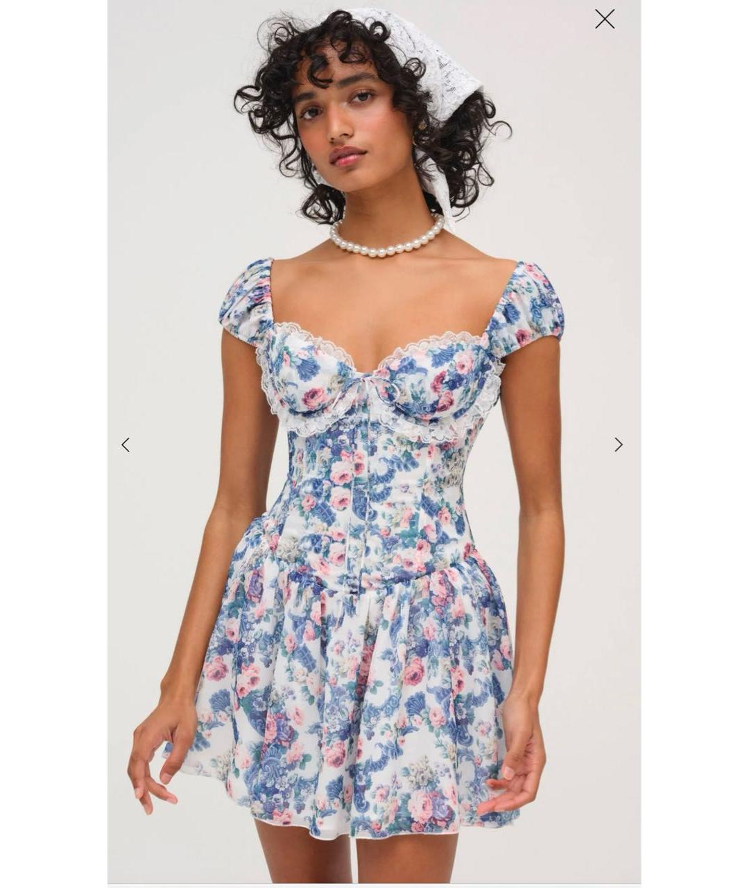 FOR LOVE AND LEMONS Голубое полиэстеровое повседневное платье, фото 6