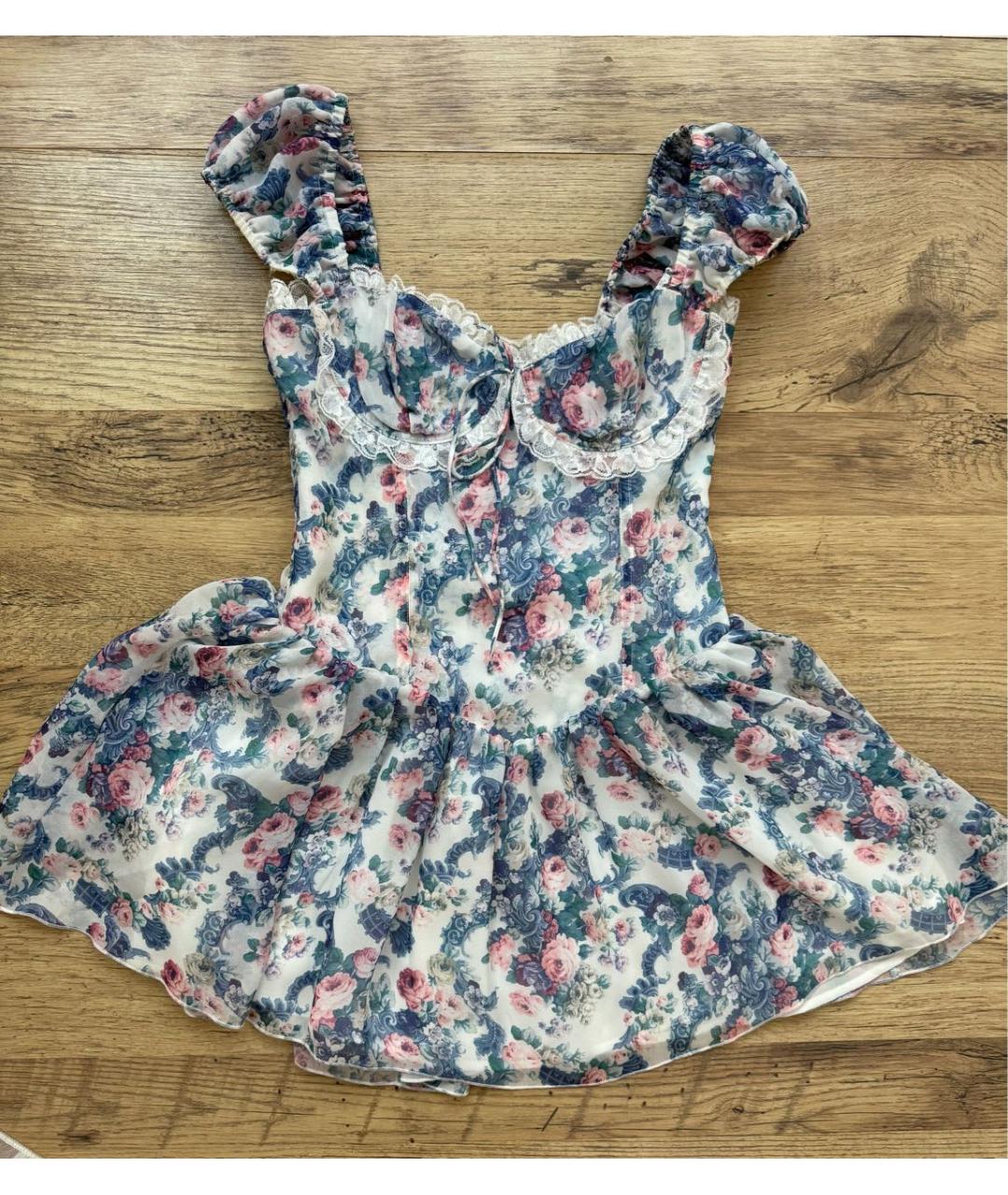 FOR LOVE AND LEMONS Голубое полиэстеровое повседневное платье, фото 8