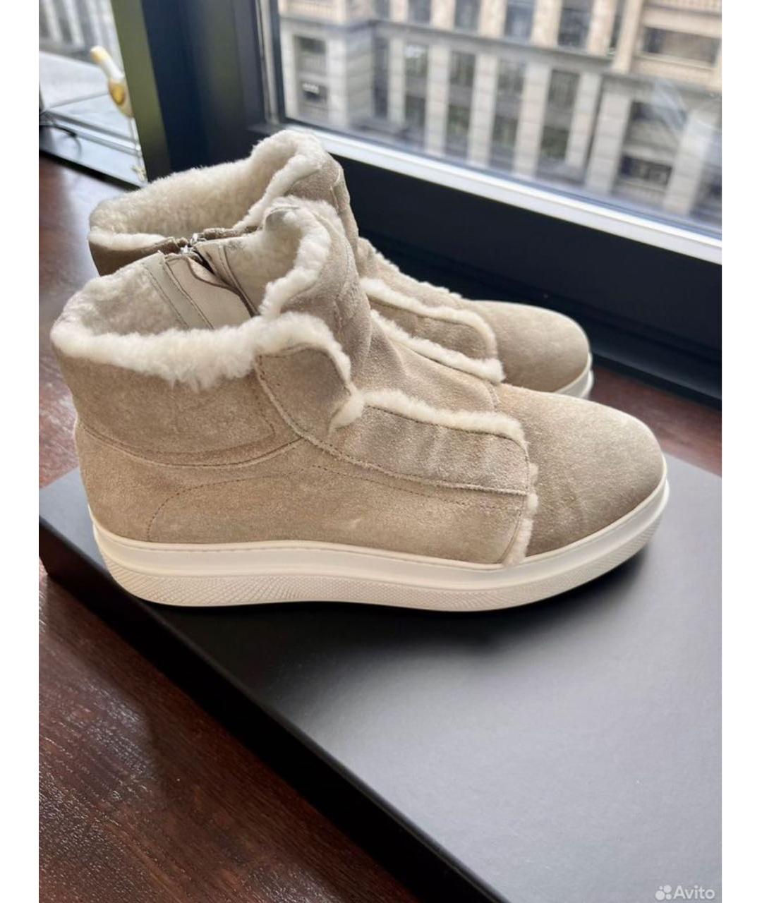 PRADA Бежевые замшевые ботинки, фото 5