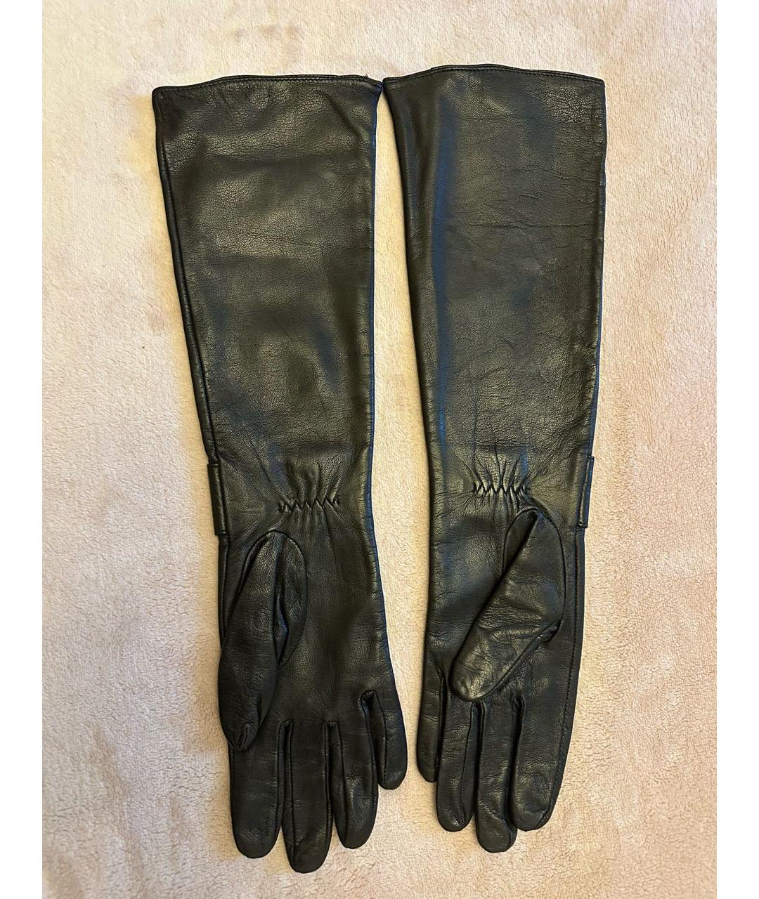 DOLCE&GABBANA Черные кожаные перчатки, фото 2