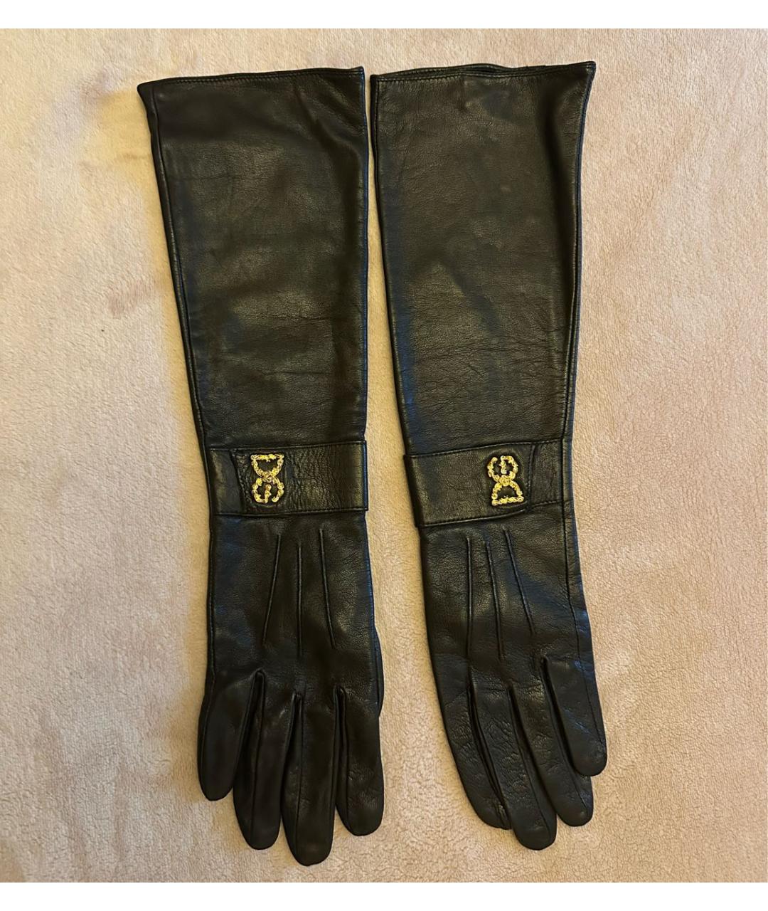 DOLCE&GABBANA Черные кожаные перчатки, фото 7