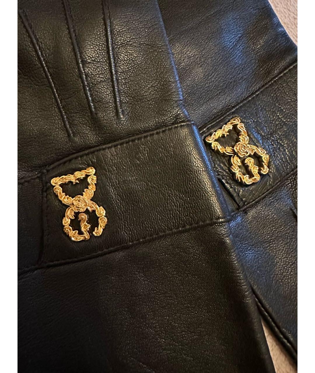 DOLCE&GABBANA Черные кожаные перчатки, фото 3