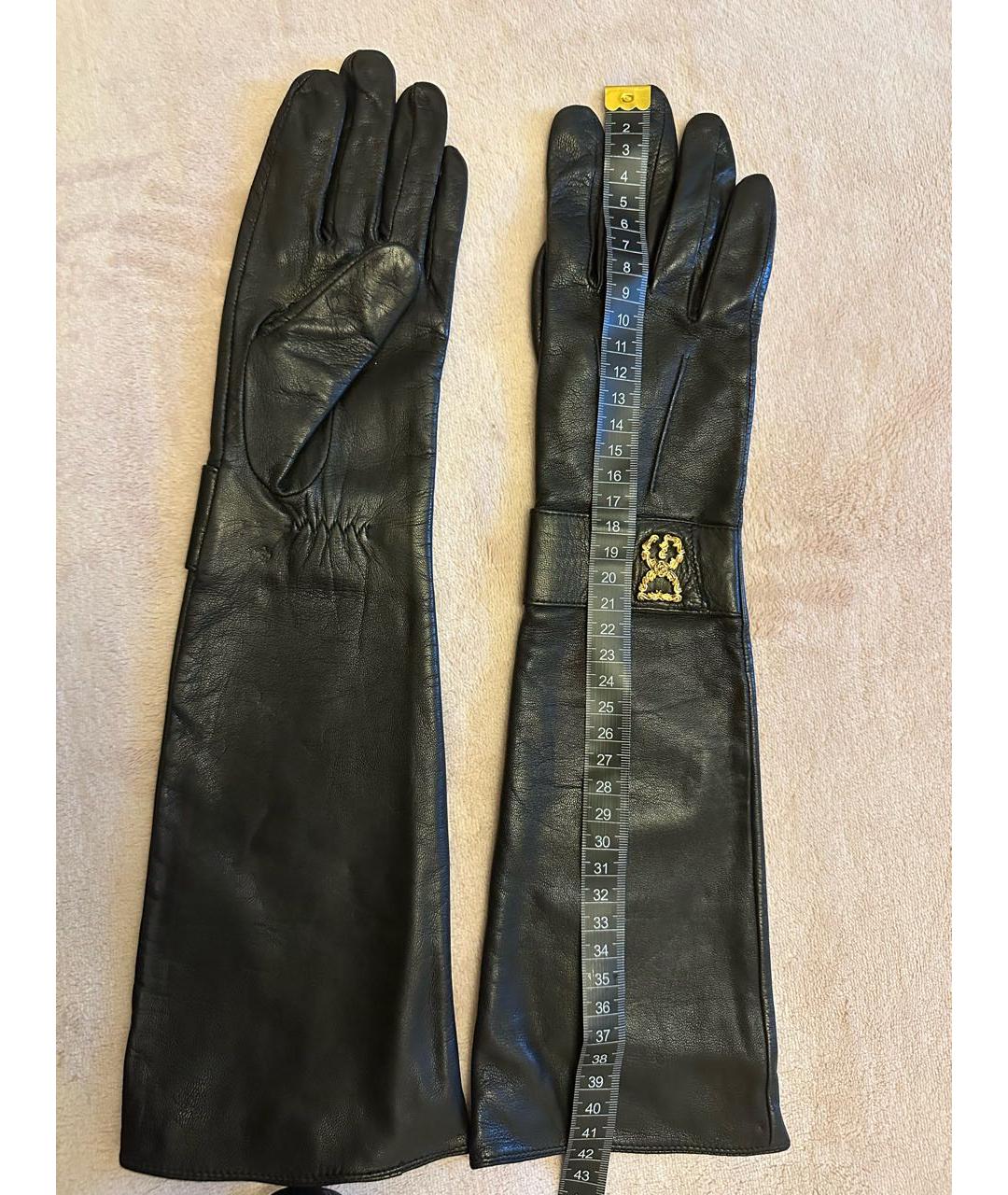 DOLCE&GABBANA Черные кожаные перчатки, фото 6