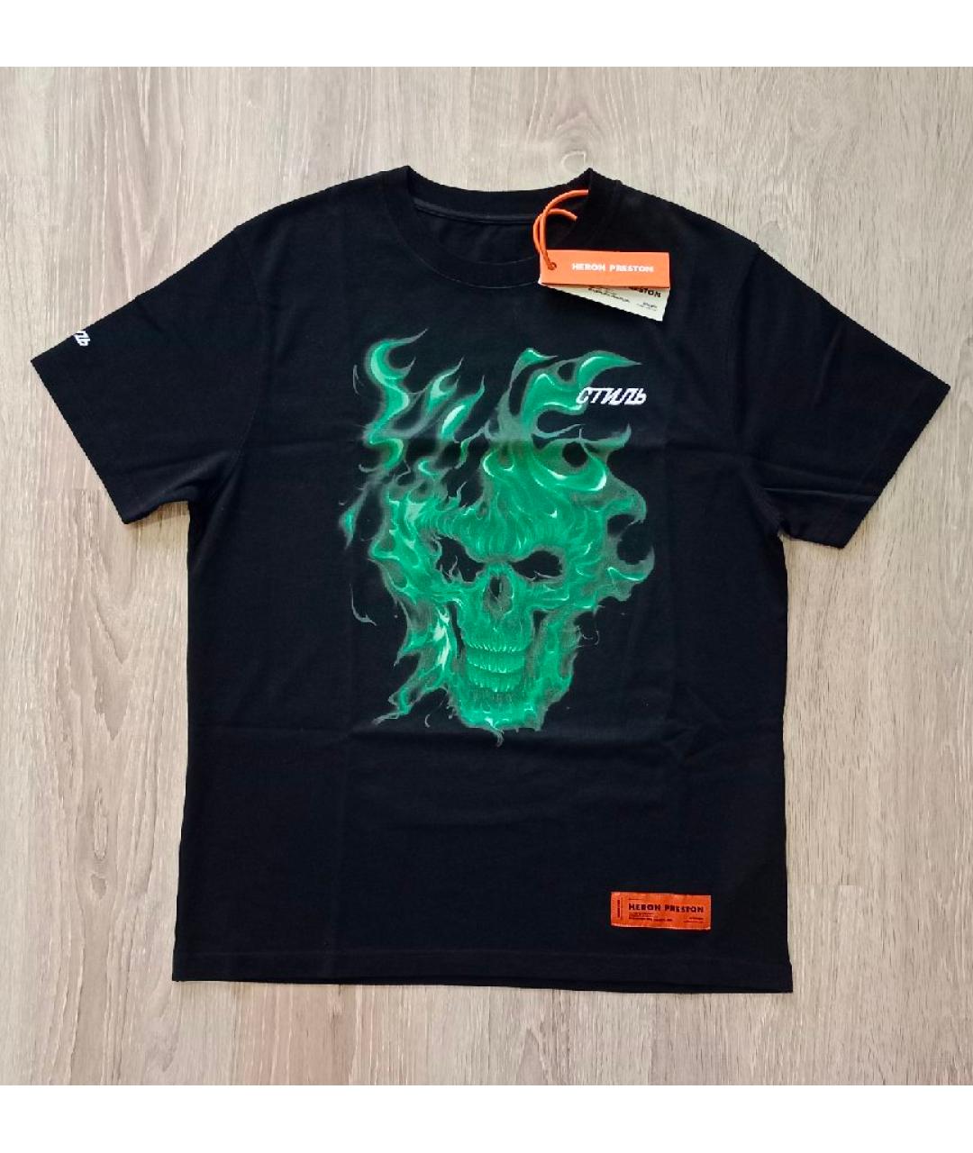 HERON PRESTON Черная хлопковая футболка, фото 10