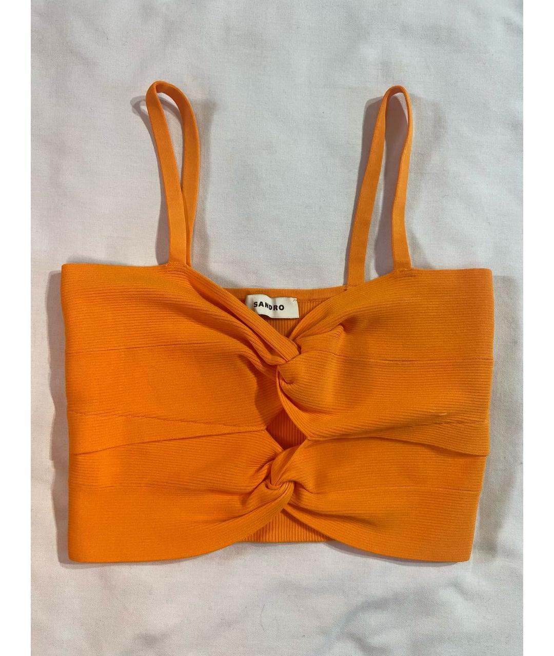 SANDRO Оранжевая полиэстеровая майка, фото 3