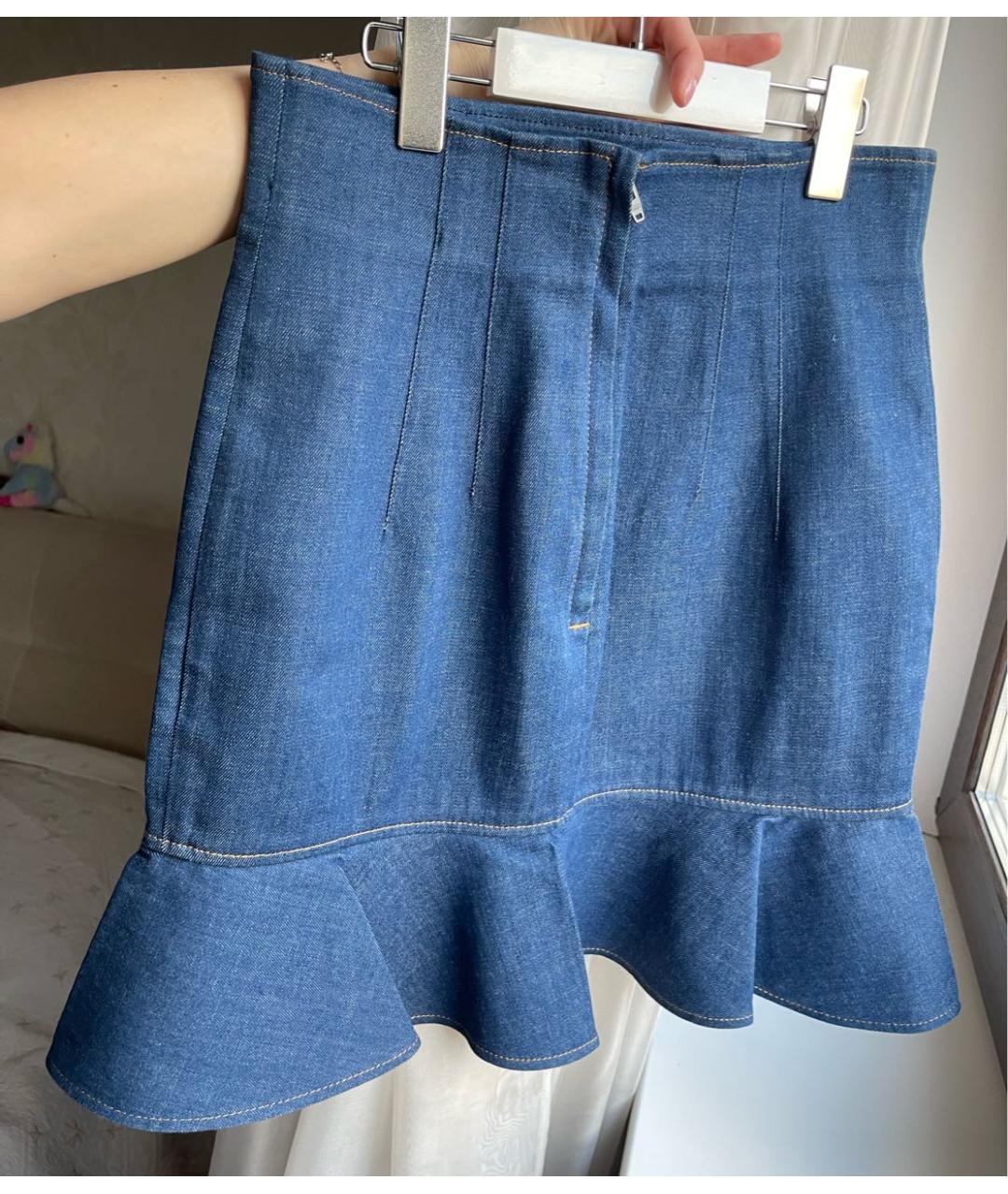 DOLCE&GABBANA Синяя хлопковая юбка миди, фото 3