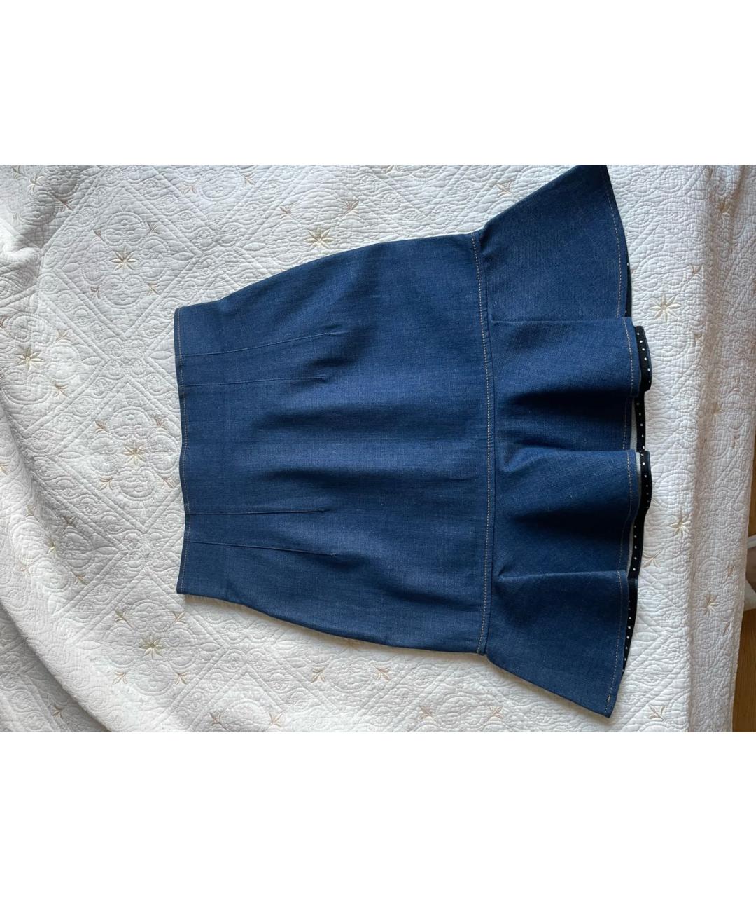 DOLCE&GABBANA Синяя хлопковая юбка миди, фото 2