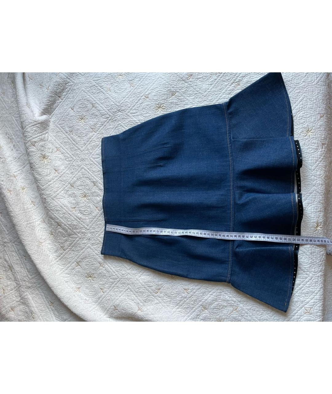 DOLCE&GABBANA Синяя хлопковая юбка миди, фото 5