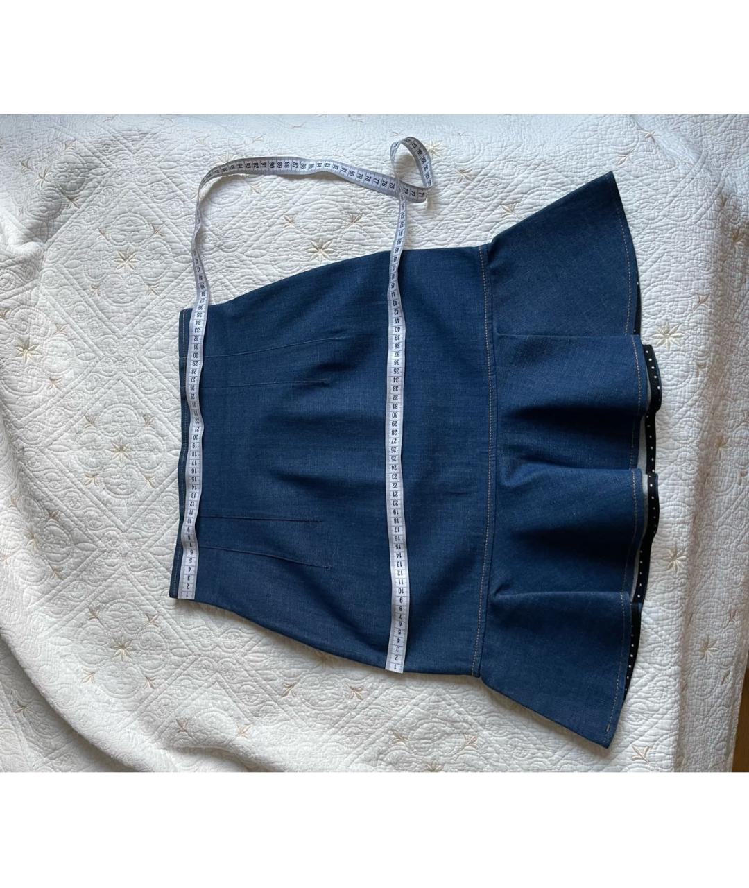 DOLCE&GABBANA Синяя хлопковая юбка миди, фото 4